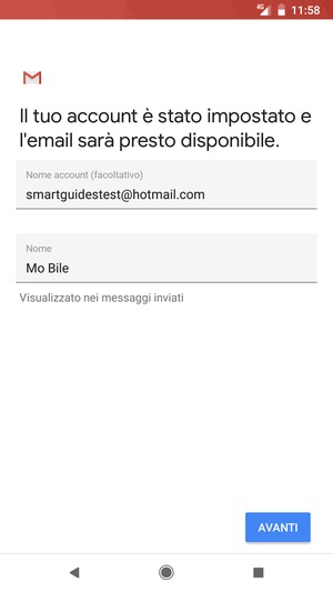 Scegli un nome per il tuo account e inserisci il tuo nome. Seleziona AVANTI