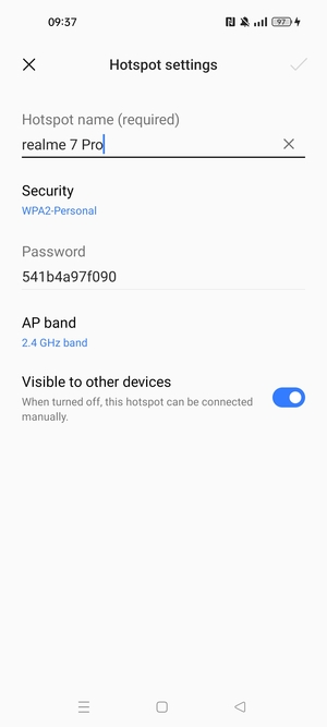 Enter a Wi-Fi hotspot password of at least 8 characters and select Save