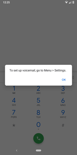 If your voicemail is not set up, select OK