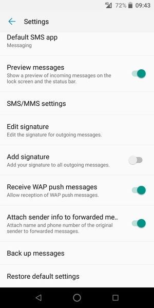 Select SMS/MMS settings