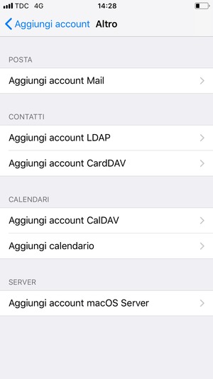 Seleziona Aggiungi account CardDAV