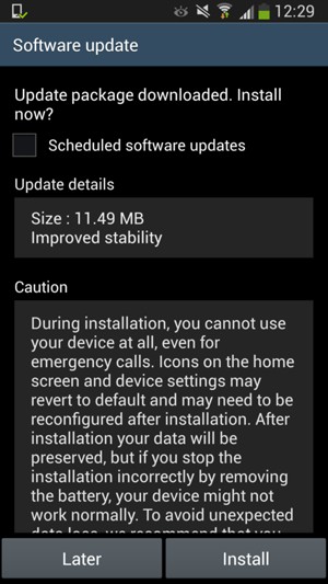 If your phone is not up to date, select Install