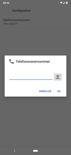 Indtast Telefonsvarernummer og vælg OK