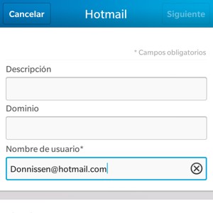 Introduzca su información de Hotmail