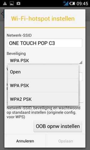 Selecteer WPA PSK