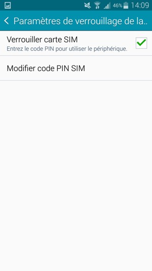 Sélectionnez Modifier code PIN SIM
