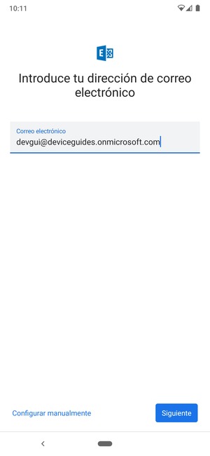 Introduzca su Dirección de correo electrónico y seleccione Configurar manualmente