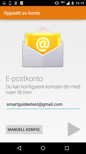 Skriv inn Gmail eller hotmail adresse og velg NESTE