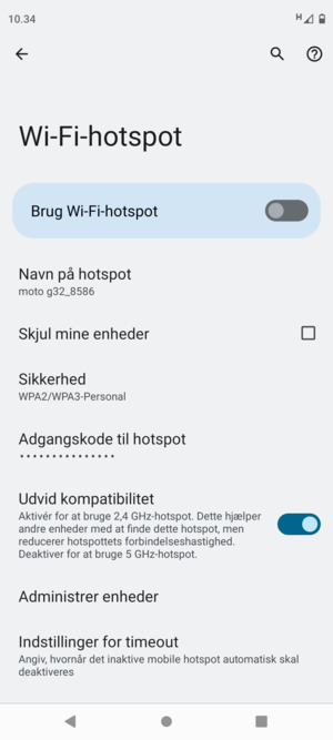 Vælg Adgangskode til hotspot