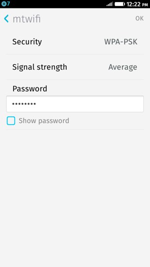 Enter the Wi-Fi password and select OK