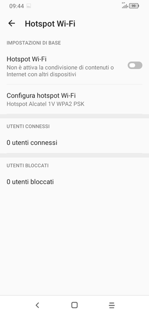 Seleziona Configura hotspot Wi-Fi