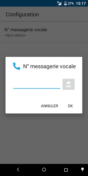 Saisissez le Nº messagerie vocale et sélectionnez OK