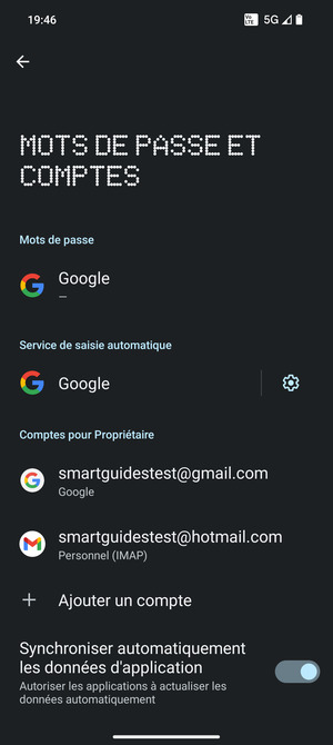 Sélectionnez votre compte Google