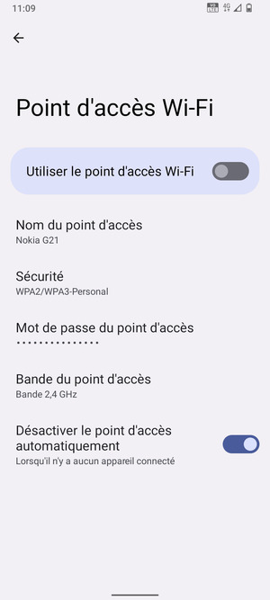 Sélectionnez Mot de passe du point d'accès