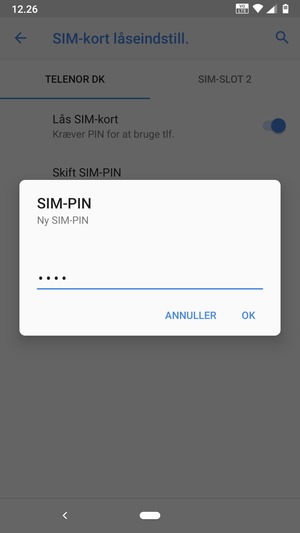 Indtast din Ny SIM-PIN og vælg OK