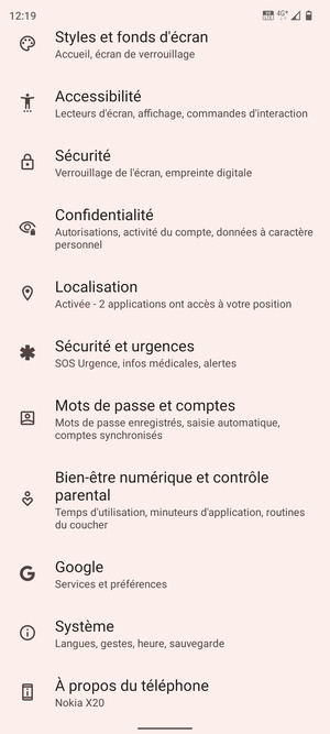 Faites défiler et sélectionnez Systéme