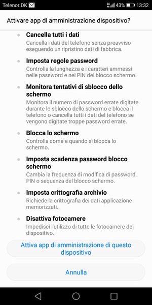 Scorri e seleziona Attiva app di amministrazione di questo dispositivo