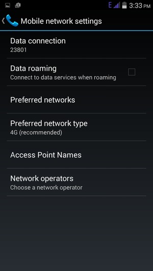 Select Preferred network type or Network Mode