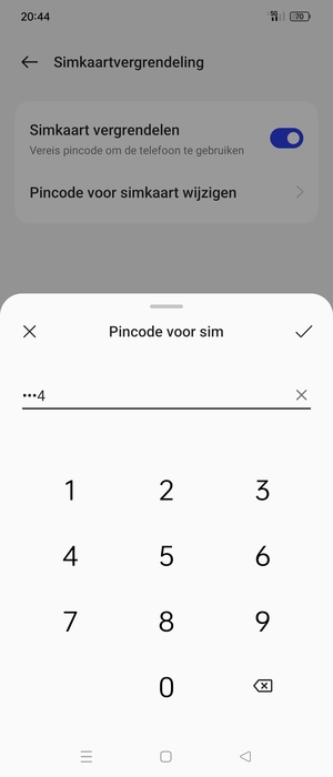 Bevestig uw nieuwe pincode voor de simkaart en selecteer OK