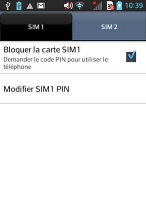 Sélectionnez la carte SIM puis Modifier SIM PIN