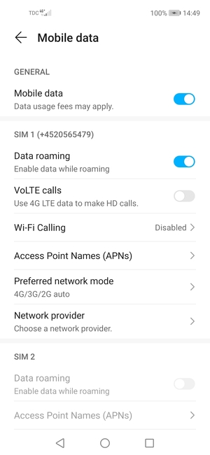 Turn Data roaming on or off