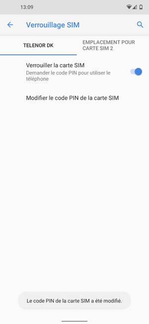 Votre code PIN de la carte SIM a été modifié