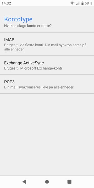 Vælg Exchange ActiveSync