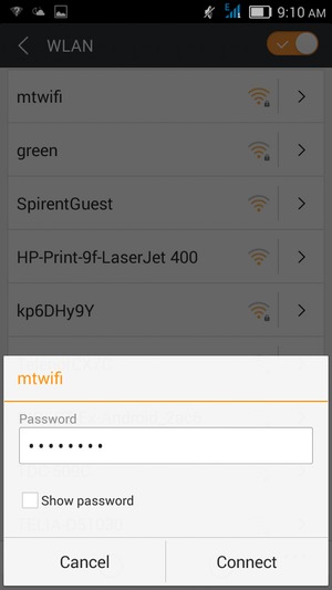 Voer het WiFi-wachtwoord in en selecteer Connect