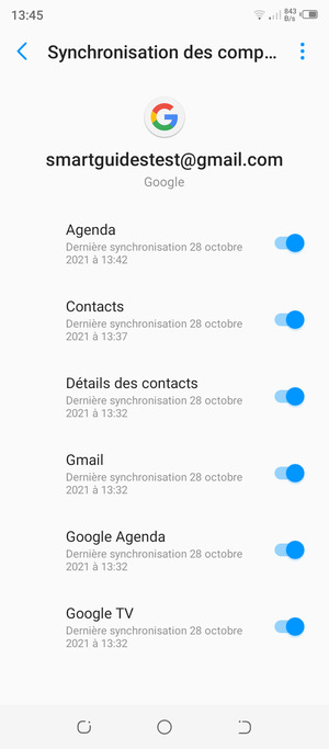 Assurez-vous que Contacts est sélectionné