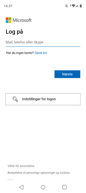 Indtast din Hotmail adresse og vælg Næste