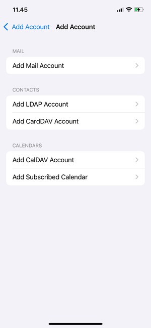 Select Add CardDAV Account