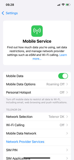 Select Mobile Data Network