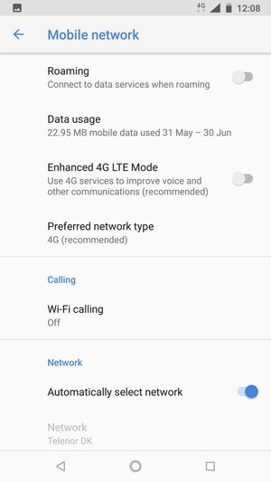 Turn off Automatically select network
