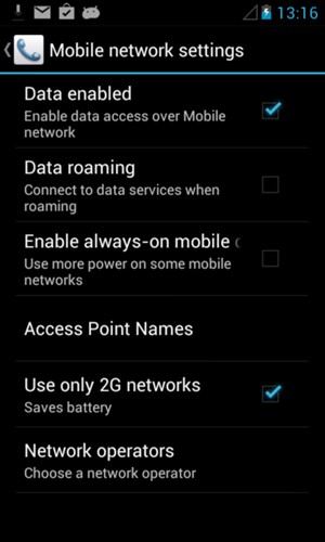 Uncheck the Use only 2G networks to enable 3G