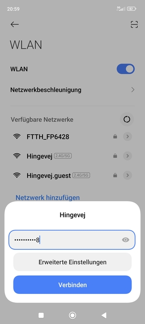 Geben Sie das WLAN-Passwort ein und wählen Sie Verbinden