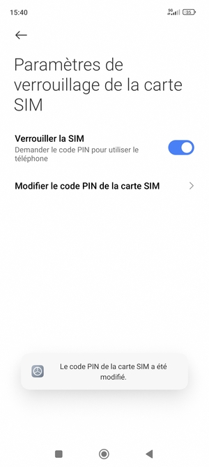 Votre code PIN de la carte SIM a été modifié