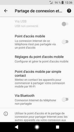 Sélectionnez Réglages du point d'accès mobile