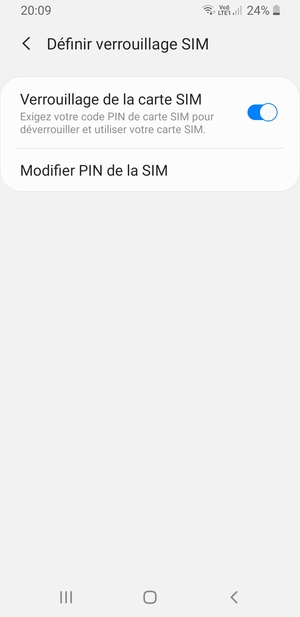 Sélectionnez Modifier PIN de la SIM