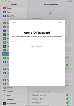 Enter your Apple ID Password and select Sign in