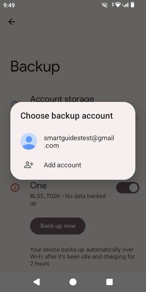 Select your backup account