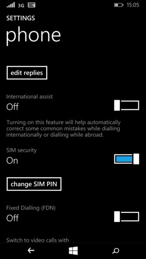 Scroll to and select change SIM PIN
