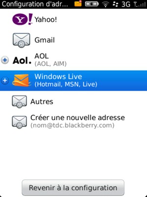 Sélectionnez Windows Live
