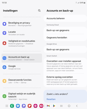 Scroll naar Google Drive en selecteer Back-up van gegevens