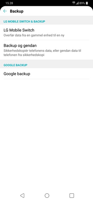 Velg Google backup