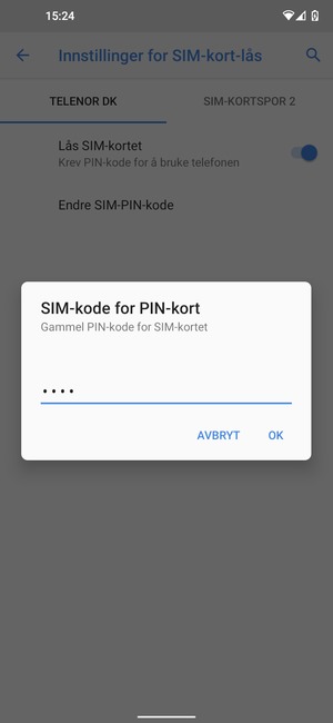 Skriv inn din gammel PIN-kode for SIM-kort og velg OK