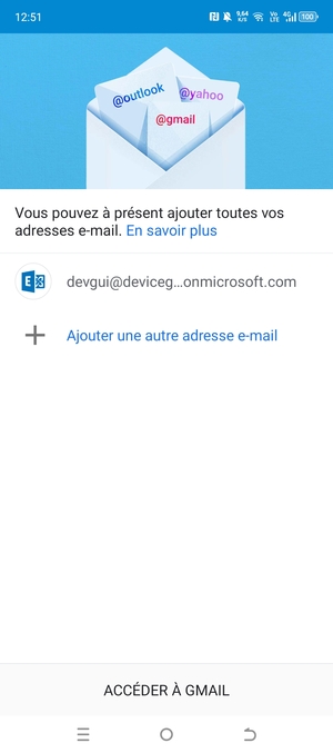 Sélectionnez ACCÉDER Á GMAIL