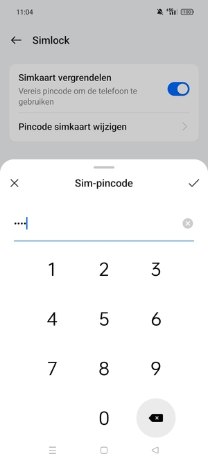 Voer Huidige pincode voor de simkaart in en selecteer OK