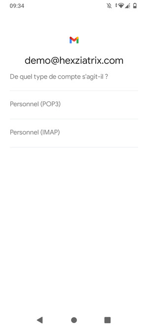 Sélectionnez Personnel (POP3) ou Personnel (IMAP)