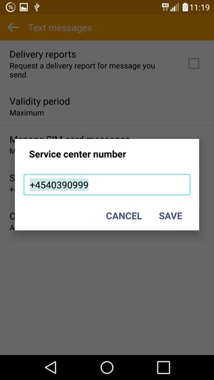 Enter the Service center number and select Save