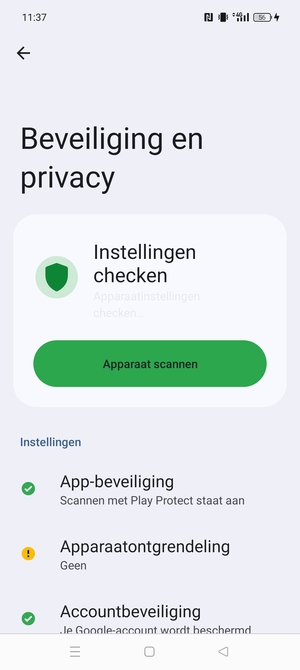 Om uw schermvergrendeling te activeren, ga naar het Beveiliging en privacy-menu en selecteer Apparatontgrendeling